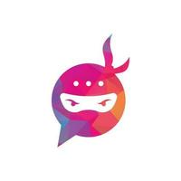 Ninja babbelen logo ontwerp sjabloon. Ninja praten logo ontwerp icoon. vector