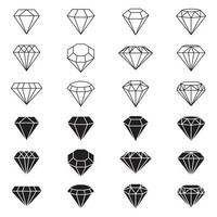 diamant logo set. diamant icoon vlak stijl vector