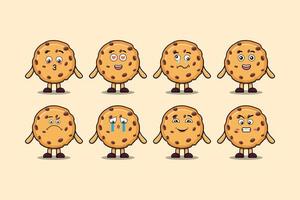 reeks kawaii biscuits tekenfilm verschillend uitdrukkingen vector