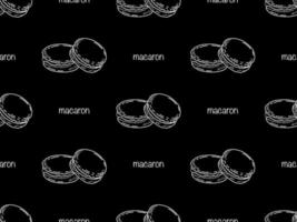 macaron tekenfilm karakter naadloos patroon Aan zwart achtergrond vector
