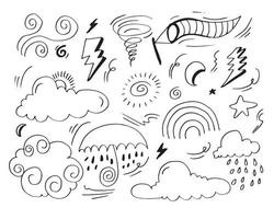 weer doodle vector set illustratie met hand getrokken lijn kunst stijl vector