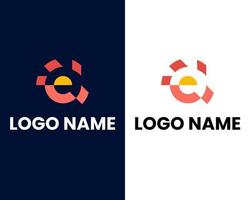 brief e met zon modern logo ontwerp sjabloon vector