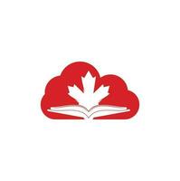 Canadees onderwijs wolk vorm concept logo ontwerp. studie Canada logo ontwerp. boek logo ontwerp. esdoorn- boek vector