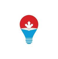 Canadees onderwijs lamp vorm concept logo ontwerp. studie Canada logo ontwerp. boek logo ontwerp. esdoorn- boek vector