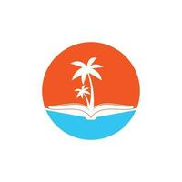 boek en palm boom logo ontwerp sjabloon. boek met palm boom logo ontwerp symbool vector sjabloon.