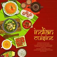 Indisch keuken menu omslag, Aziatisch kruid voedsel vector