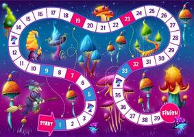 kinderen bord stap spel met fantasie magie champignons vector