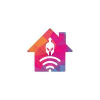 spartaans Wifi huis vorm concept logo. spartaans en Wifi logo combinatie. helm en signaal symbool of icoon vector