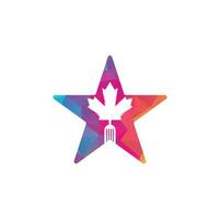 Canadees voedsel ster vorm concept logo concept ontwerp. Canadees voedsel restaurant logo concept. esdoorn- blad en vork icoon vector