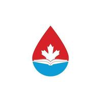 Canadees onderwijs laten vallen vorm concept logo ontwerp. studie Canada logo ontwerp. boek logo ontwerp. esdoorn- boek vector