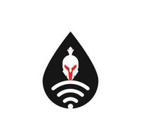 spartaans Wifi laten vallen vorm concept logo. spartaans en Wifi logo combinatie. helm en signaal symbool of icoon vector