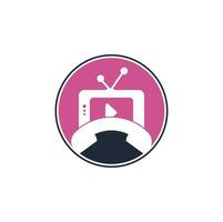 televisie telefoon telefoontje logo sjabloon ontwerp. telefoontje TV logo ontwerp icoon. vector