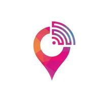 kaart pin met Wifi signaal logo icoon ontwerp vector. vector