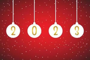 Kerstmis en gelukkig nieuw jaar sjabloon of spandoek. gouden metaal aantal 2023 in de snuisterij. vector illustratie