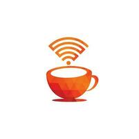 koffie kop met Wifi vector icoon logo. creatief logo ontwerp sjabloon voor cafe of restaurant.