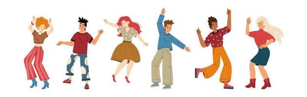 gelukkig jong mensen dans en vreugde vector