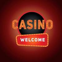 casino. Welkom. de teken is helder en verlicht. vector