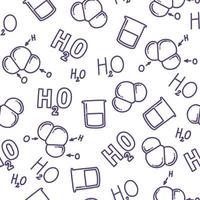 chemisch naadloos patroon met h2o. molecuul, vloeistof en chemisch formule van water. hand- getrokken patroon voor achtergronden en afdrukken. vector illustratie in tekening stijl