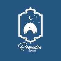 ramadan kareem-wenskaart met maan, lantaarn, posterillustratie. vectorillustratie. moslim achtergrond. eenvoudig en elegant vector