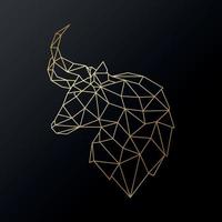 gouden veelhoekige stier hoofd illustratie geïsoleerd Aan zwart achtergrond. meetkundig buffel embleem. vector