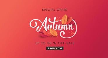 herfst uitverkoop achtergrond lay-out siert met bladeren voor uitverkoop boodschappen doen of promo poster en brochure kader of web banner.vector illustratie sjabloon. vector