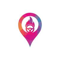 brand bestuurder GPS vorm concept logo vector ontwerp sjabloon. auto stuurinrichting wiel brandend brand logo icoon vector illustratie ontwerp