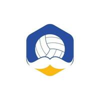 sterk volleybal vector logo ontwerp. snor en volley bal vector icoon ontwerp.