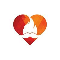 snor brand vector logo ontwerp sjabloon. snor brand en hart icoon ontwerp
