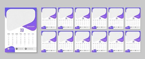 kalender ontwerp 2023 maandelijks en jaarlijks muur kalender sjabloon voor gelukkig nieuw jaar pro downloaden vector