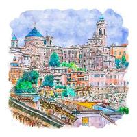 Bergamo Italië waterverf schetsen hand- getrokken illustratie vector