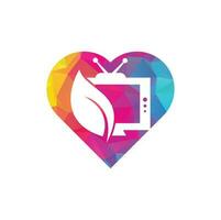 natuur TV hart vorm concept vector logo sjabloon. agrarisch uitzending TV logo