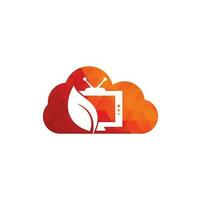 natuur TV wolk vorm concept vector logo sjabloon. agrarisch uitzending TV logo