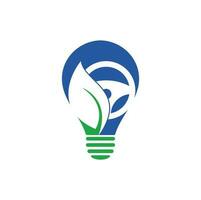 eco stuurinrichting wiel lamp vorm vector logo ontwerp. stuurinrichting wiel en eco symbool of icoon