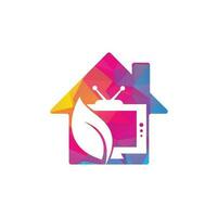 natuur TV huis vorm concept vector logo sjabloon. agrarisch uitzending TV logo