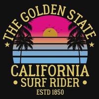 de gouden staat Californië surfen rijder t-shirt ontwerp vector