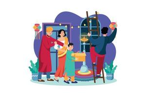 diwali viering illustratie concept. een vlak illustratie geïsoleerd Aan wit achtergrond vector