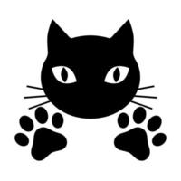 illustratie van de hoofd van een zwart kat met poten vector