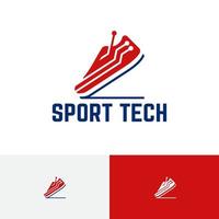 sneaker schoenen sport stroomkring technologie modern logo vector