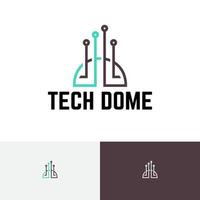 koepel gebouw technologie stroomkring computer modern logo vector