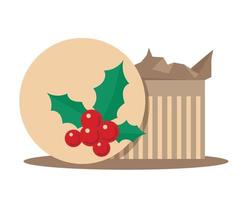 geschenk doos met Kerstmis decor. vector afbeelding.