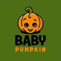 schattig glimlachen halloween baby pompoen tekenfilm logo ontwerp vector