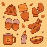 herfst bundel, vallen reeks voor stickers, en andere ontwerp doeleinden. knus minimalistische hygge stijl tekenfilm vector illustraties