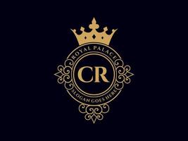 brief cr antiek Koninklijk luxe Victoriaans logo met sier- kader. vector