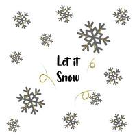 Kerstmis sticker, etiket of groet kaart met sneeuwvlokken , vector illustratie