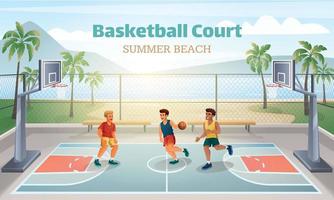 strand basketbal rechtbank vector