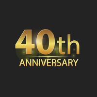 goud 40e jaar verjaardag viering elegant logo vector