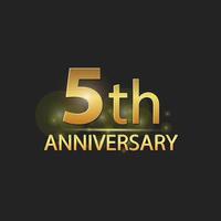 goud 5e jaar verjaardag viering elegant logo vector