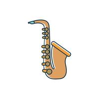 saxofoon wind instrument melodie geluid muziek- lijn en vullen stijl vector