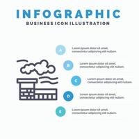 fabriek industrie landschap lijn icoon met 5 stappen presentatie infographics achtergrond vector