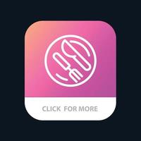 lunch schotel lepel mes mobiel app knop android en iOS lijn versie vector
